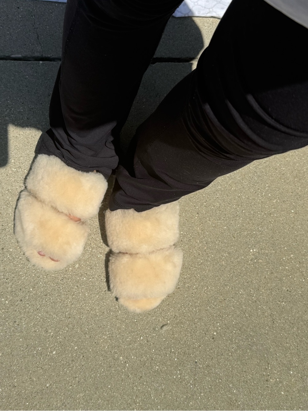 Emu Cream Fluff Slide Slippers